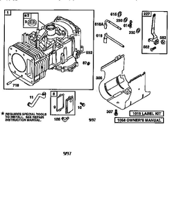 Cylinder Assembly Diagram and Parts List for 28Q700  Briggs and Stratton Engine